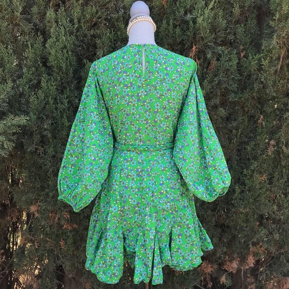 RHODE Floral Patterned Pleated Long Sleeve Summer Dress Womens Size Small - Picture 2 of 8